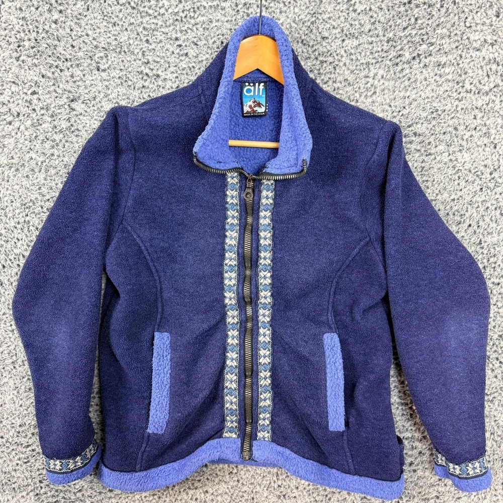 Vintage Alf by Kuhl Jacket Adult Medium Purple Fleece Geometric Made USA 80s
